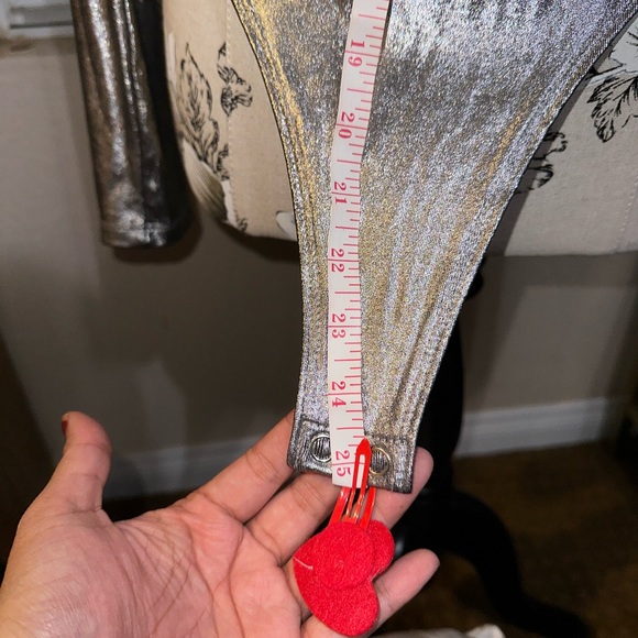 Silver Rhinestone Open-Back Bodysuit - Picture 8 of 8